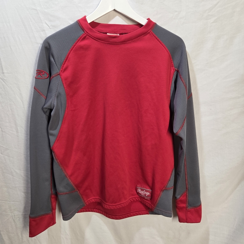Rawlings Baseball Youth Large Dugout Fleece Pullover Red Gray Size XL